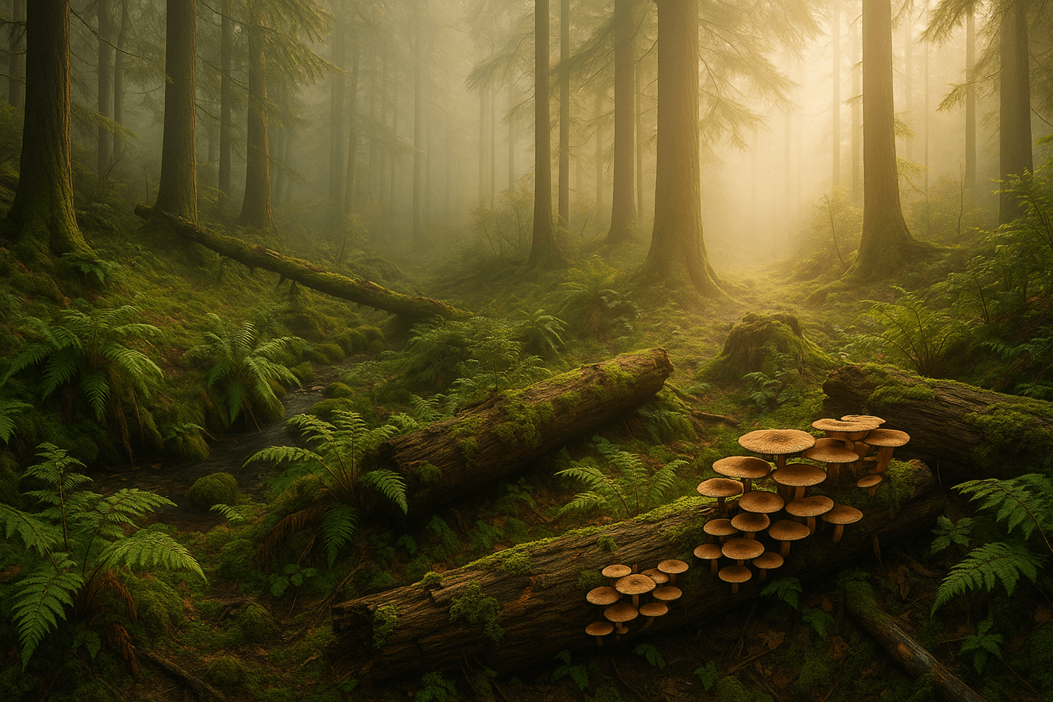 Sustainable mushroom farming in the forest